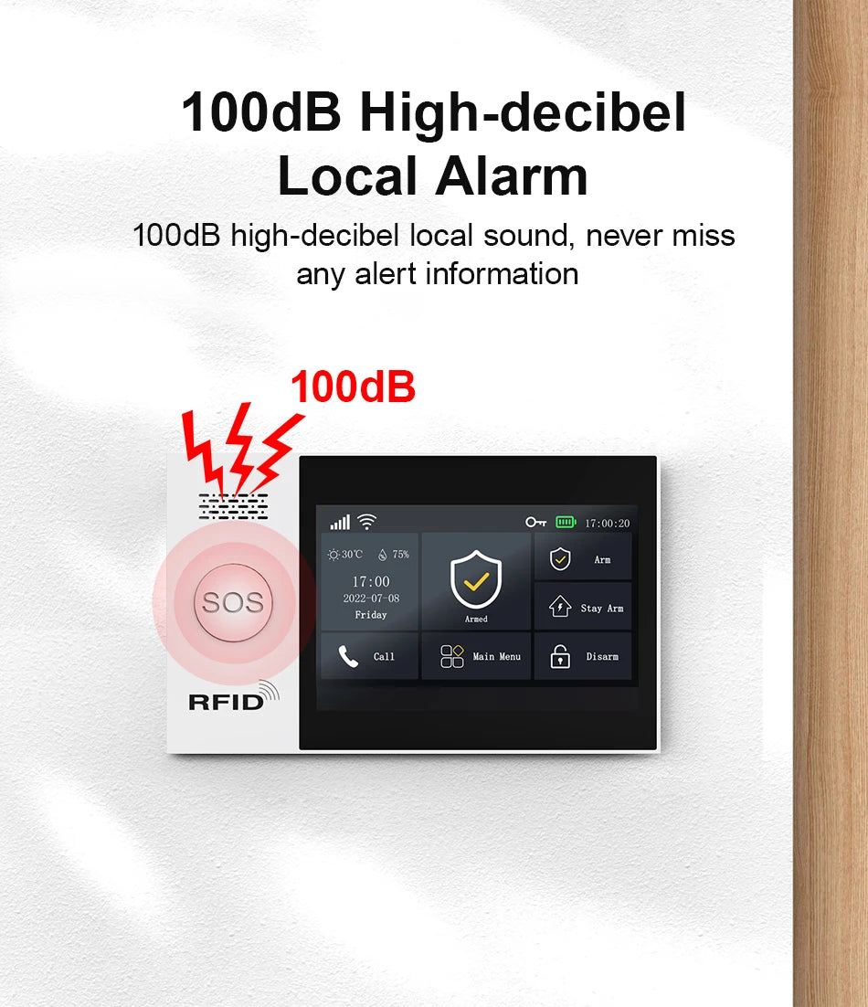 PGST Wireless Home Security Alarm System Work with Tuya 4G 2G GSM WIFI Smart Home 433MHz App Control With Alexa