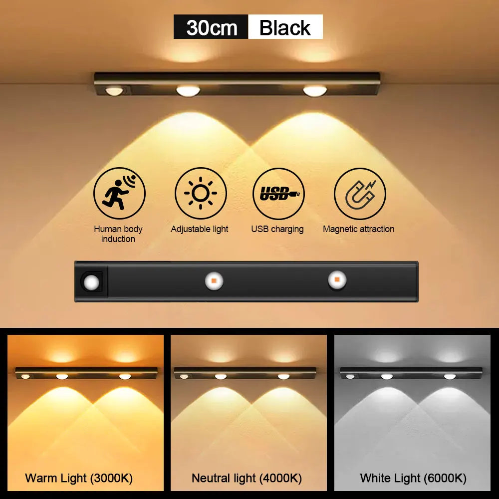 USB oppladbar dimbar kabinett-sensorlys