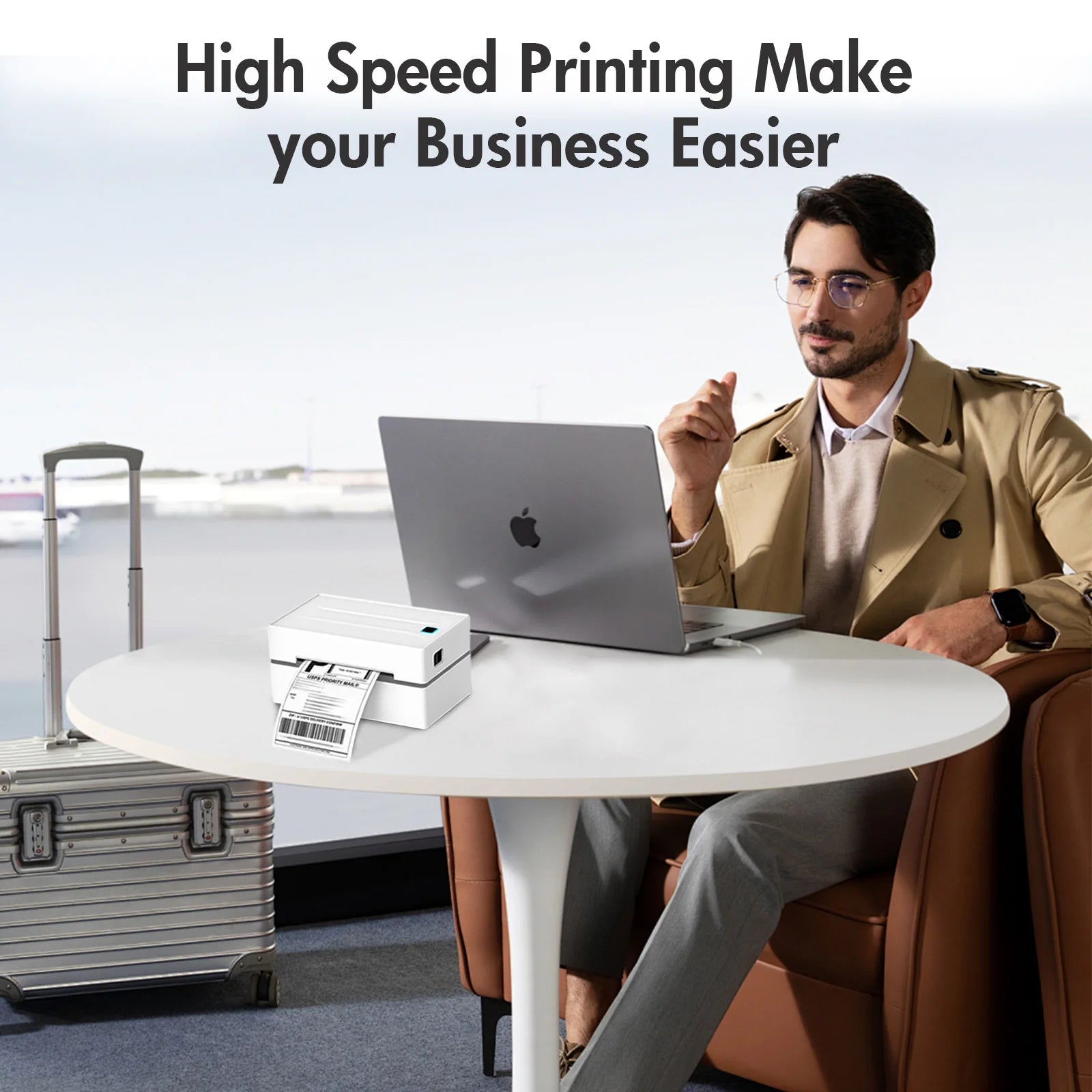 4x6 Thermal Label Printer No Ink Bluetooth USB 203 DPI Fast Print
