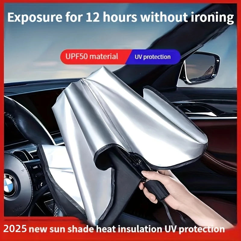 Folding Umbrella-Style Car Windscreen Sunshade