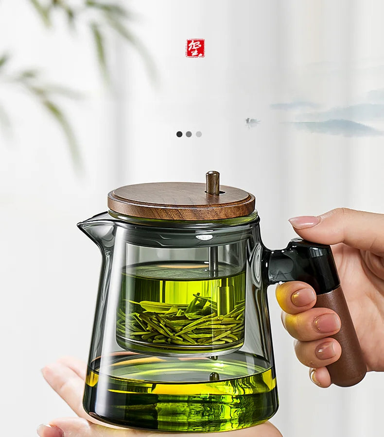 Tea Ceremony Culture Large Capacity Dividing Teacup Removable Glass Inner Tank Home Tea Water Separation Filter Teacup 