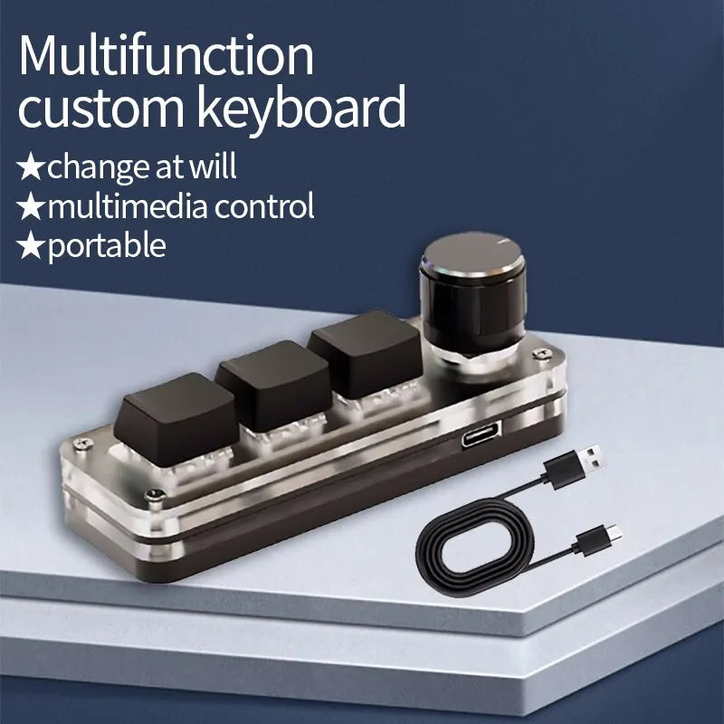 Three-Key Programmable Macro Pad with Knob