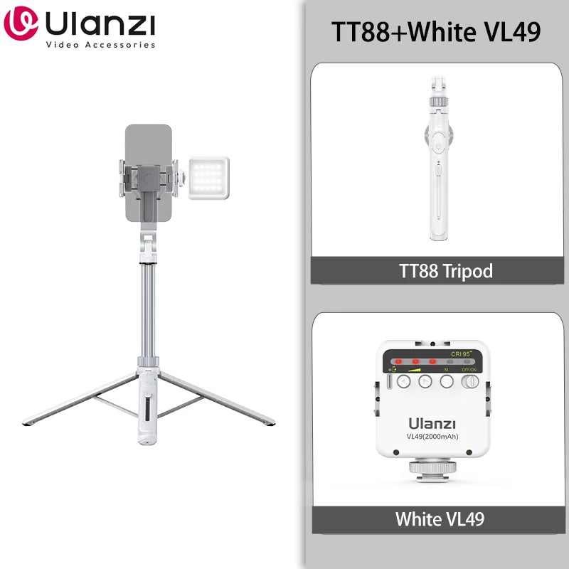 Ulanzi TT88 1.44M Overhead Selfie Stick Phone Tripod with Magnetic Clamp Wireless Remote Extension Tripod for LiveStreaming Vlog 