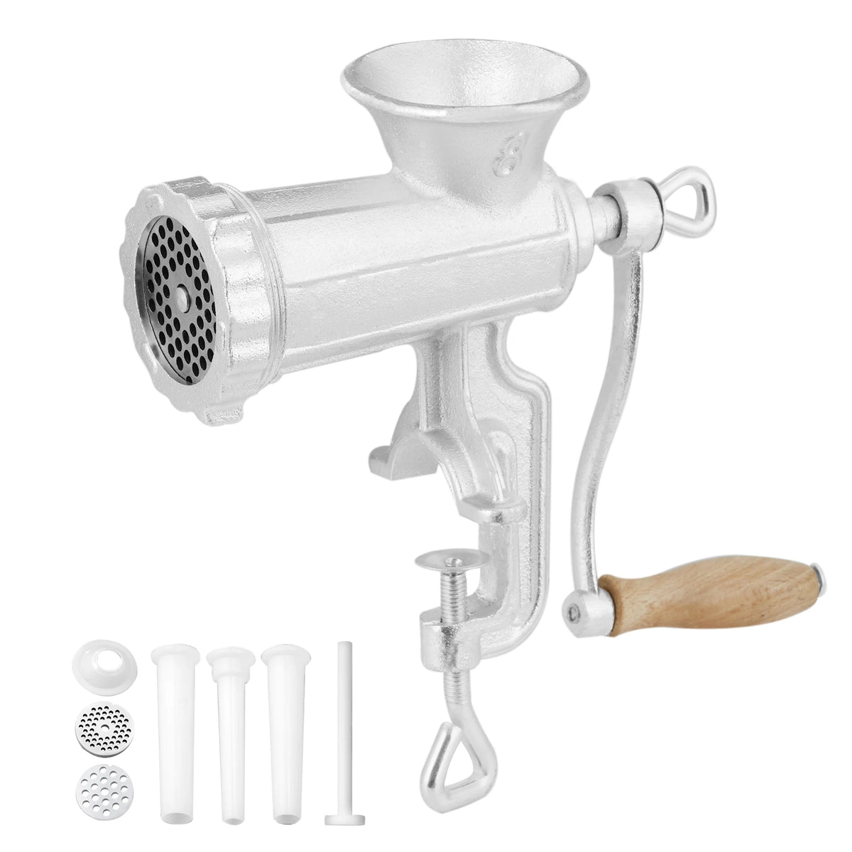 Manual Cast-Iron Meat Grinder with Table Clamp