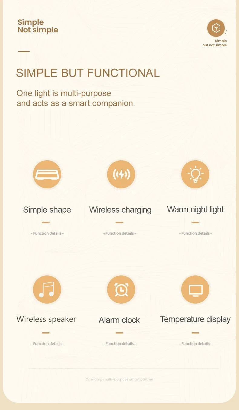 6-in-1 Smart Alarm Clock - 15W Wireless Charger, Bluetooth Speaker, FM Radio, Dual Alarm, USB Charger & RGB Night Light