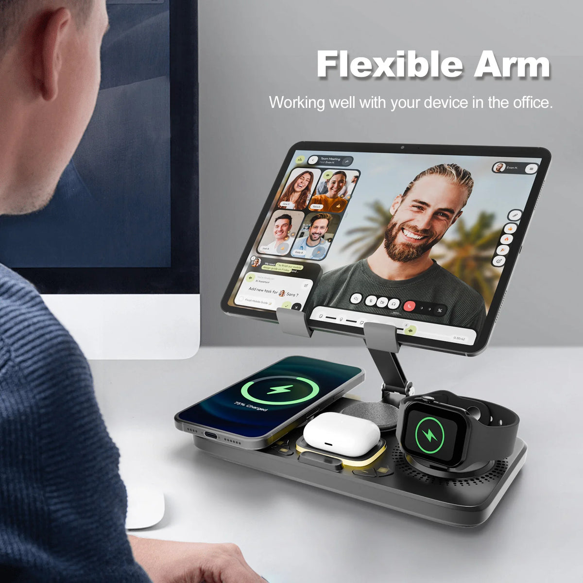 7-in-1 Wireless Charger Stand Pad, 15W Fast Charging