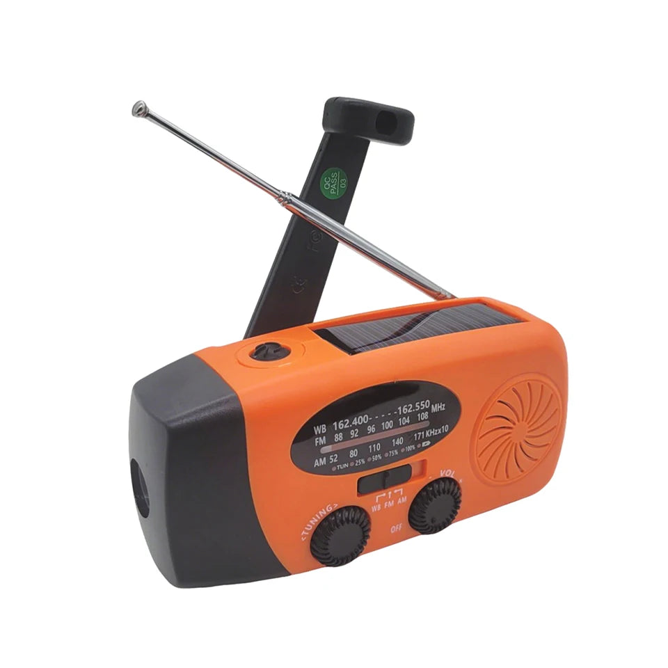 Portable Solar and Hand-Crank Radio with Light