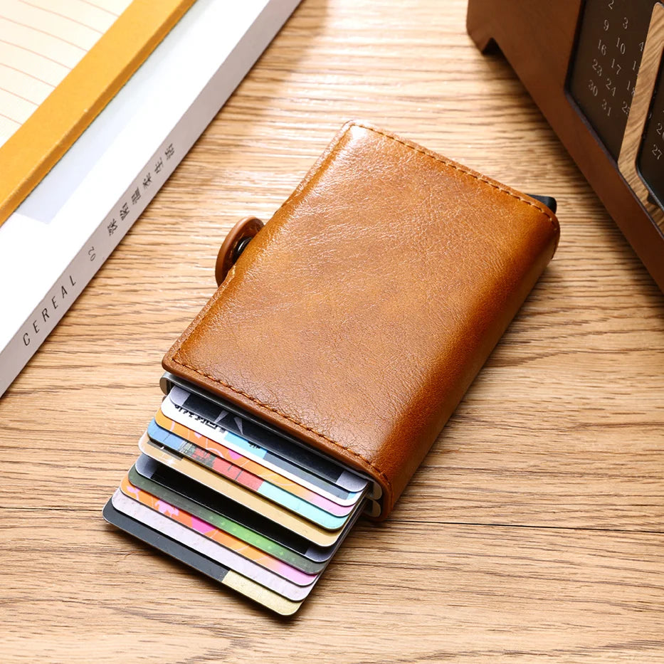 Slim Card Wallet in PU & Aluminium, Six Finishes