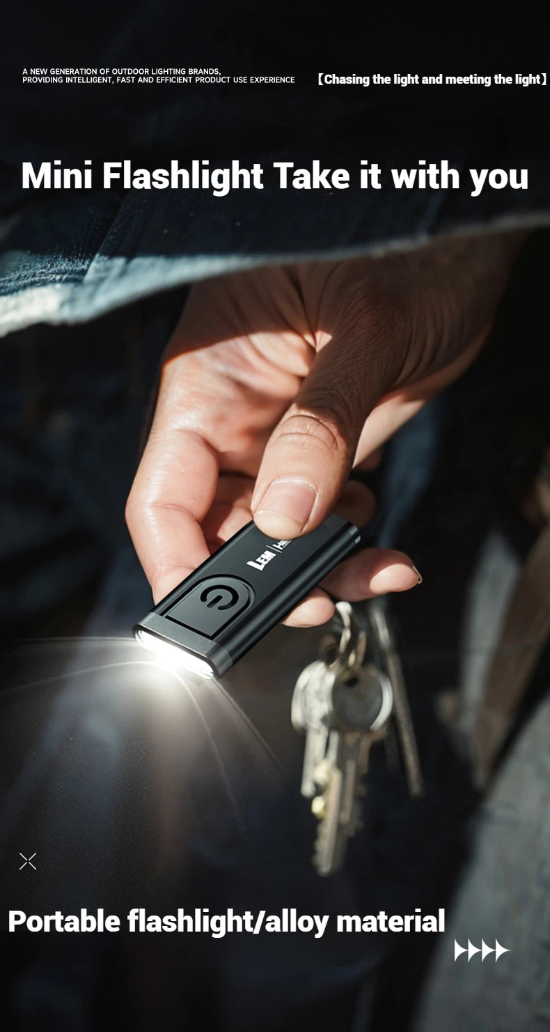 Φακός LED LEM, πολλαπλών χρήσεων για εξωτερικούς χώρους, φορητός, επαναφορτιζόμενος, ελαφρύς, 70LM, 5W, 4 λειτουργίες, με μπρελόκ, σφιγκτήρα, λευκό φως, λαμπτήρας, 19g