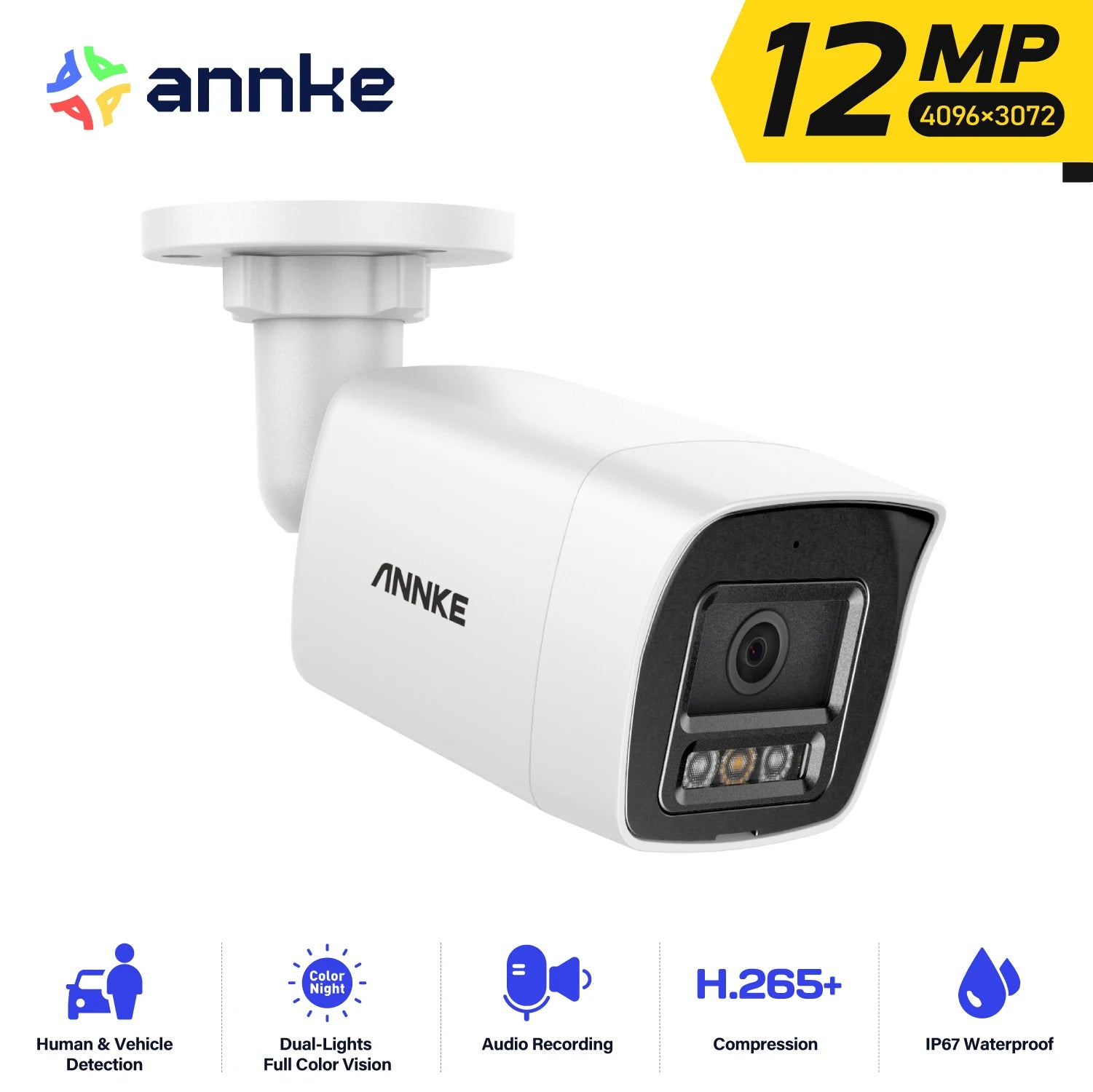 ANNKE 12MP Outdoor PoE Security Camera with Dual Light