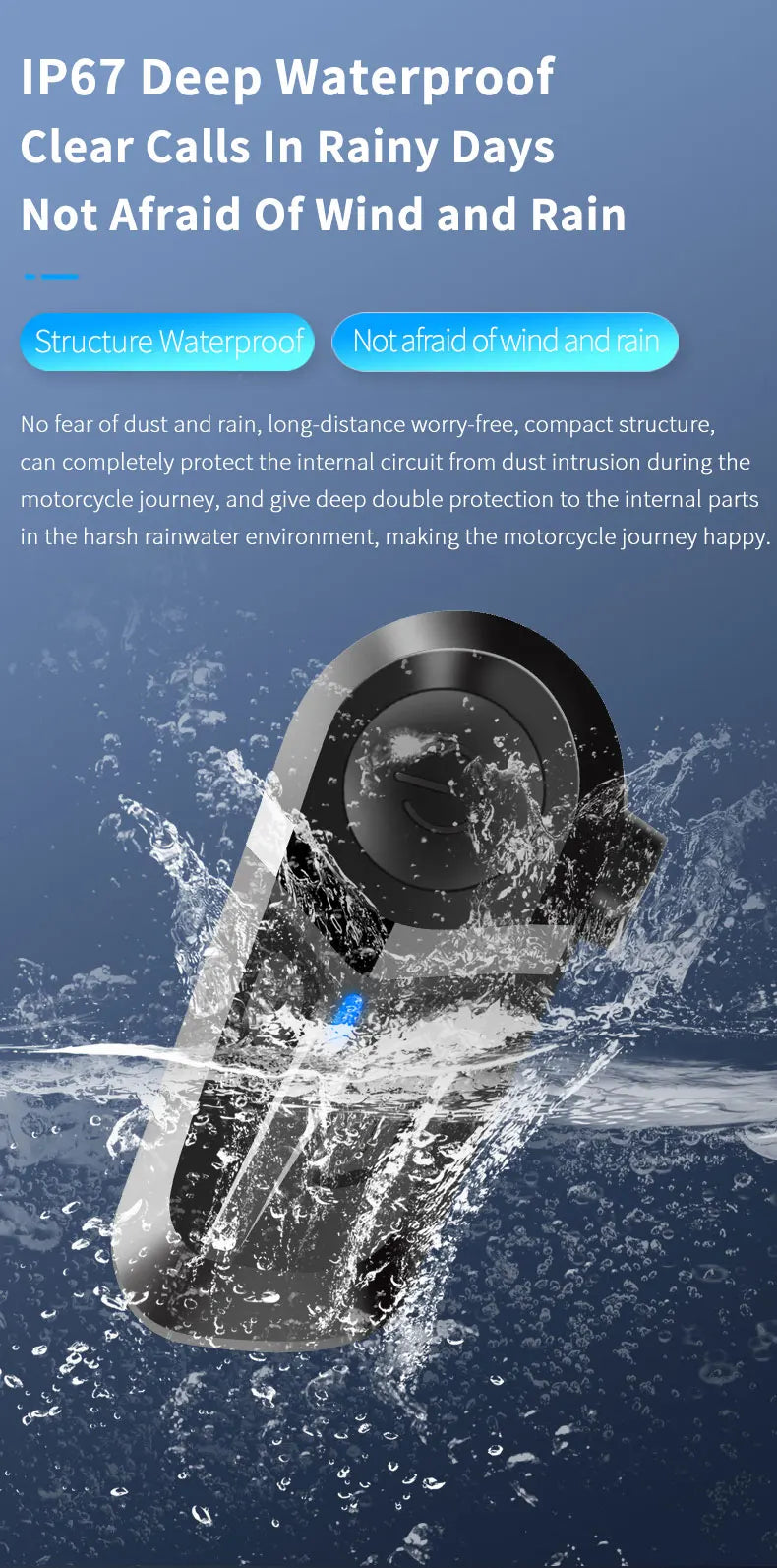 Bluetooth 5.3 Wireless Motorcycle Helmet Headset Hands-free Call Phone Motorcycle Waterproof Earphone Music Player Moto Helmet 