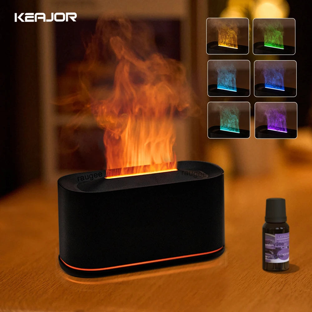 Flame-Effect USB Aroma Diffuser with Coloured Light