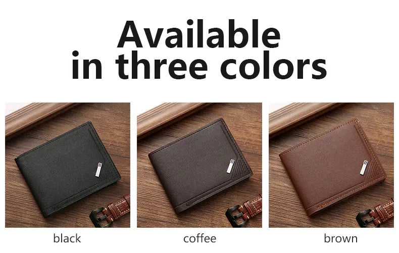 Men's leather short wallet thin wallet foldable minimalist soft leather wallet 