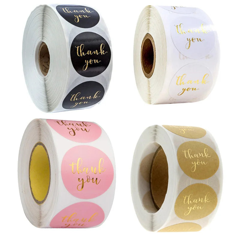 500pcs Round Kraft Thank You Stickers for Gifts and Packaging