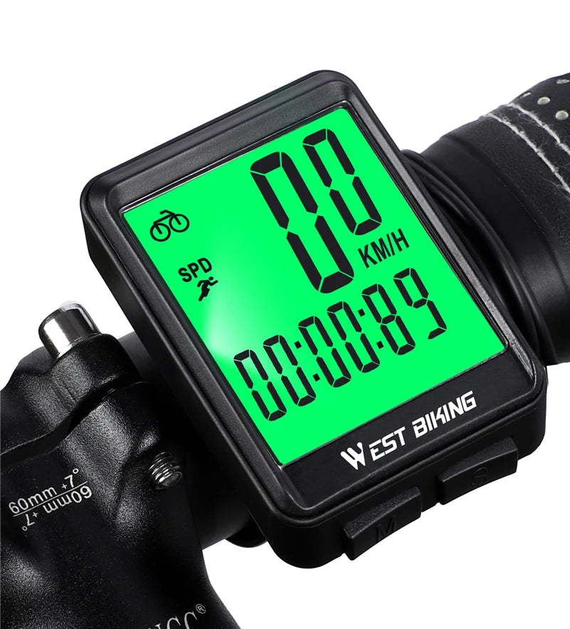 WEST BIKING Bicycle Wireless Computer MTB Road Bike Odometer Waterproof With Backlight Cycling Speedometer LED Rate Stopwatch 
