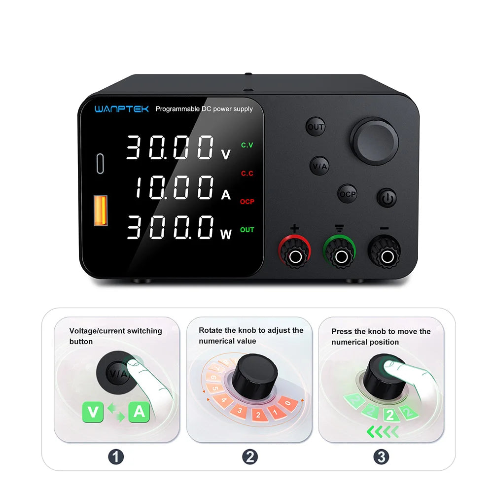 Adjustable Laboratory DC Power Supply with Short Circuit Alarm