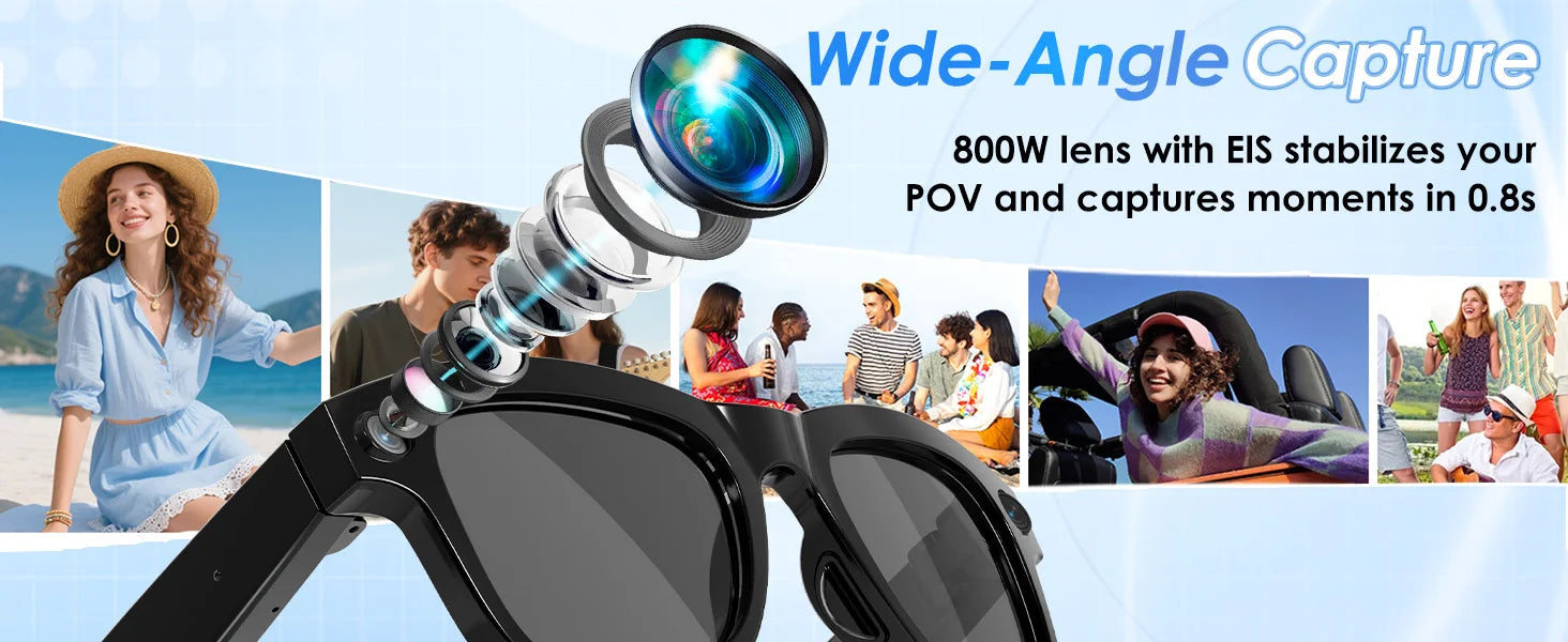 AI Smart Glasses with 8MP Camera, Translator & Open-Ear Audio