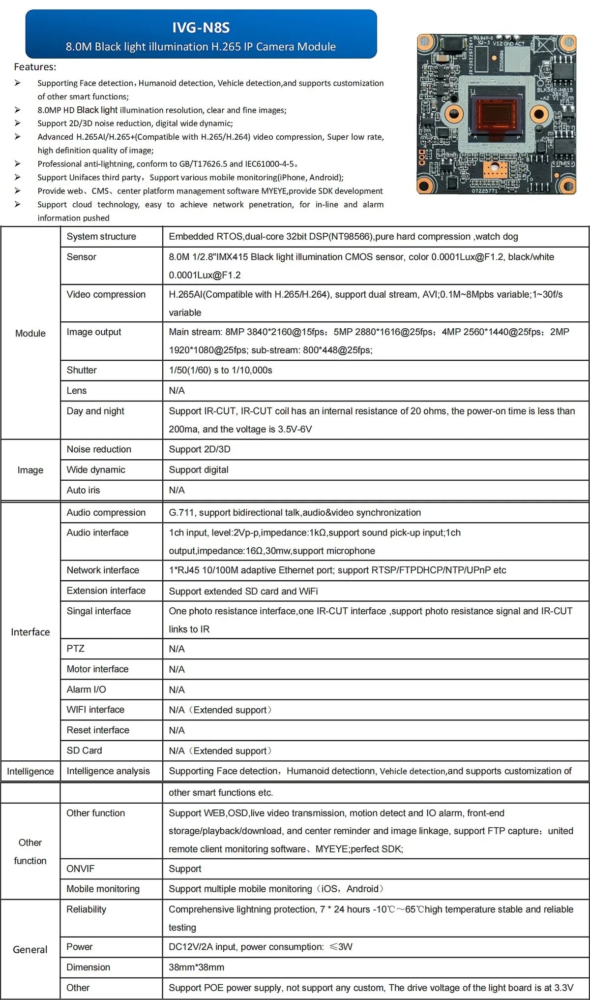DIY POE IP Camera Module Board with High-Resolution Imaging