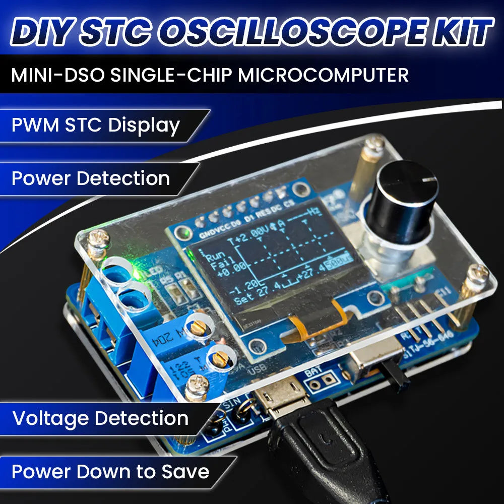 Mini oscilloskop lödfria kit med 0,96-tums OLED