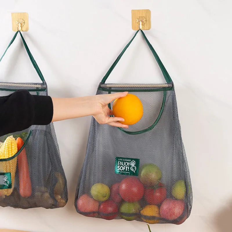 Reusable Storage Bags Kitchen Hanging Mesh Bag Home Fruit And Vegetable Storage Net Bag For Ginger Garlic Potatoes Onions 