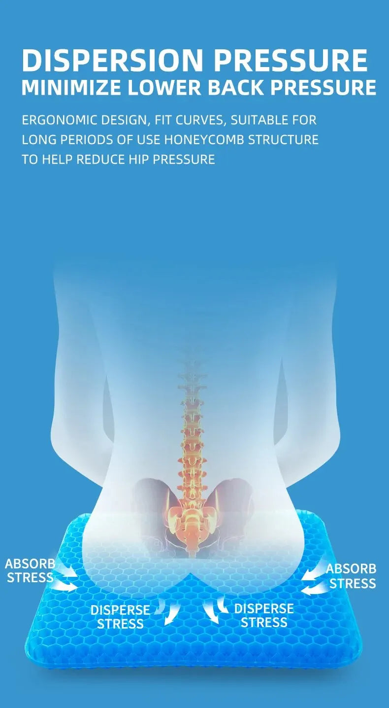 Gel Seat Cushion Summer Breathable Honeycomb Design For Pressure Relief Back Tailbone Pain - Home Office Wheelchair Chair Cars 