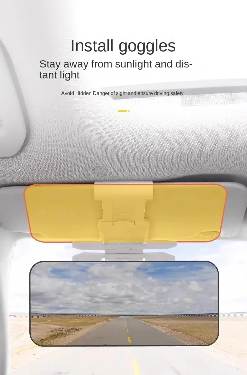 Clip-On Car Sun Visor Extension with Grey & Yellow Panels