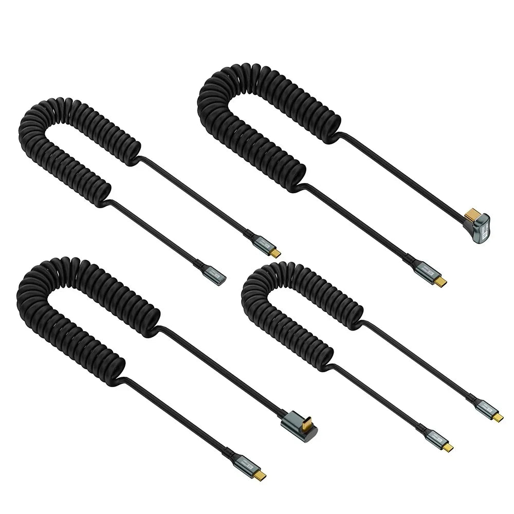 USB-C to USB-C Spring Coiled Cable, 20Gbps, 5A, 50-180cm