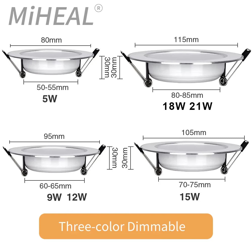 Recessed LED Downlight, White and Three-Colour Options
