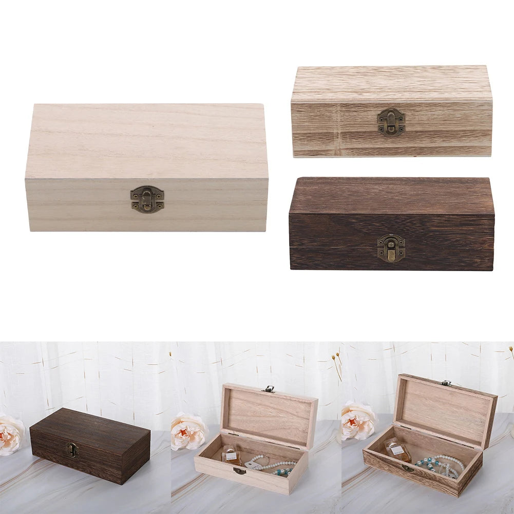 Rectangular Wooden Keepsake Box with Clasp