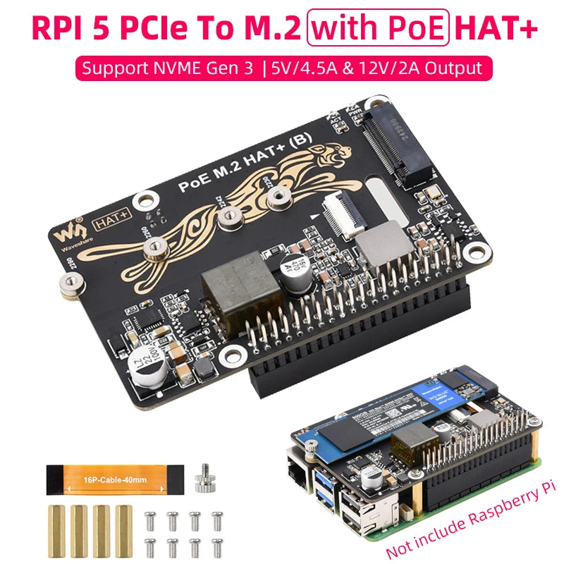 HAT za Raspberry Pi 5 M.2 NVMe in PoE