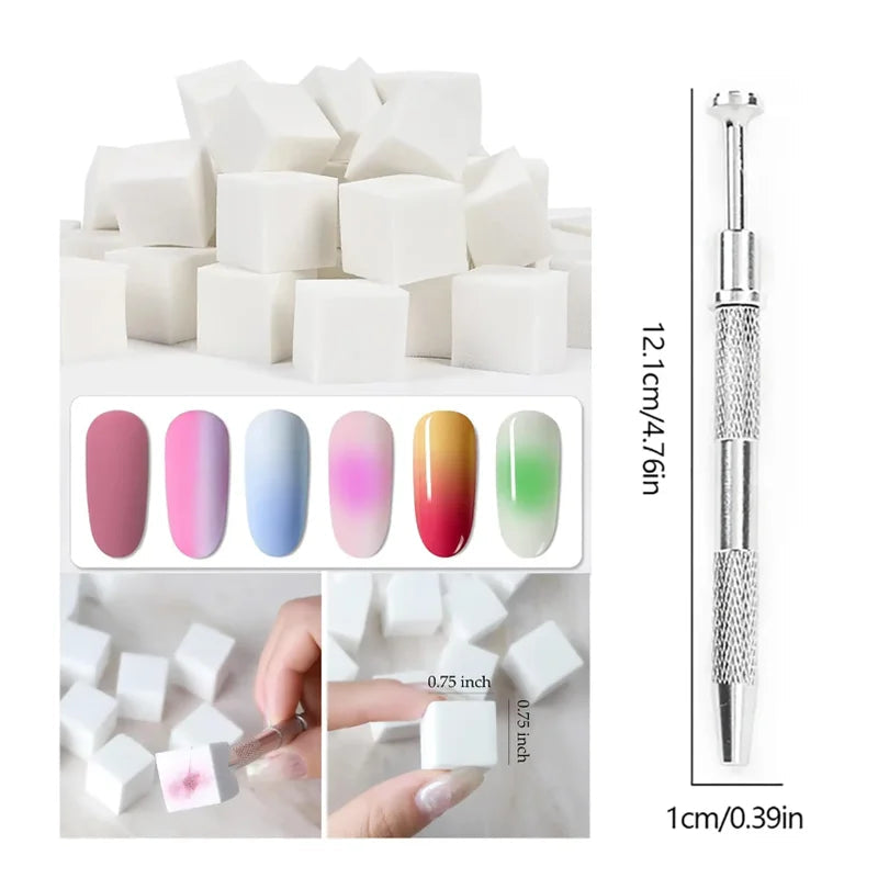 50/150pcs Ombre Sponge for Nails Soft Gradient Nail Sponge with Grabbing Pen Ombre Nail Brush French Tip Tool Manicure Design 