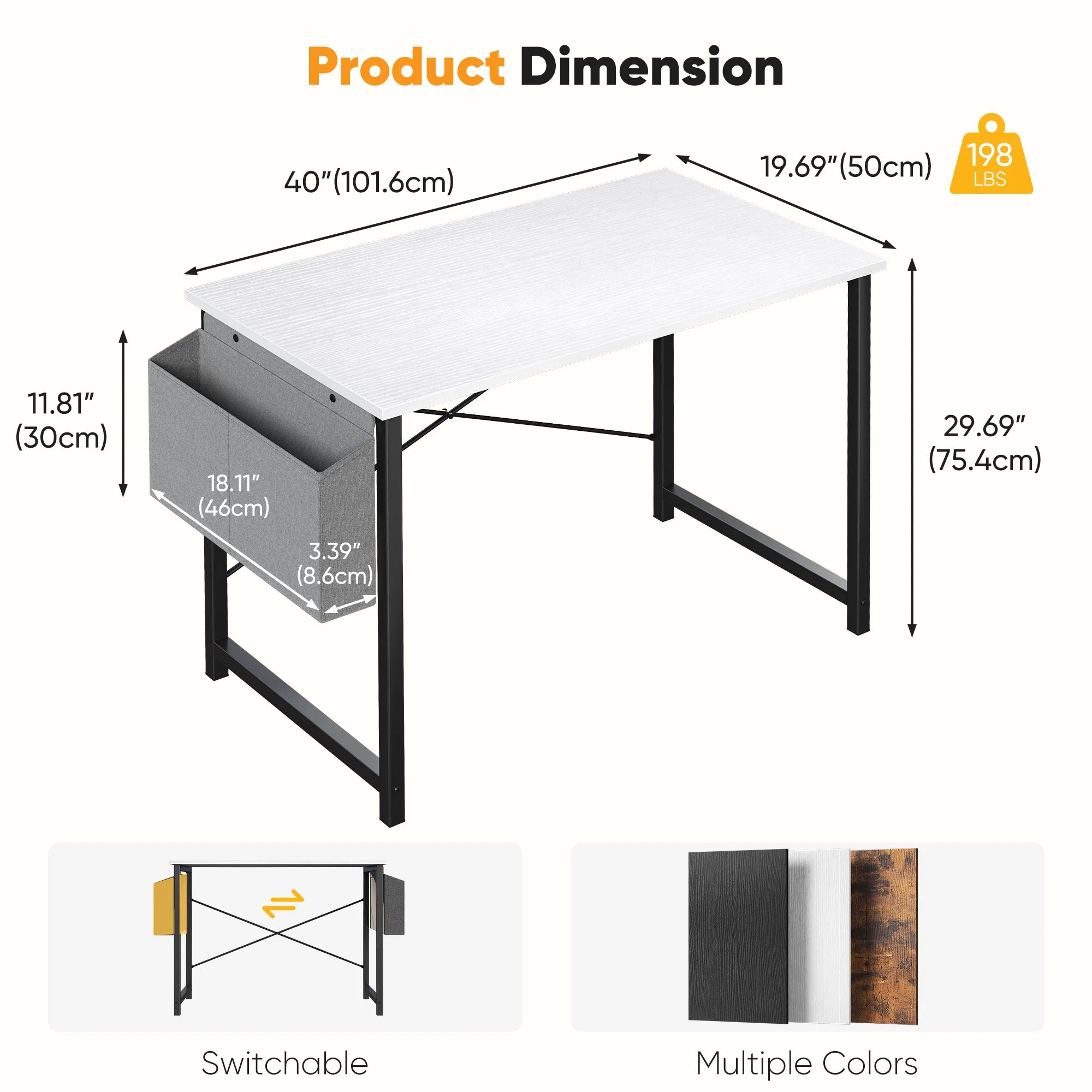 Computer Desk 31–55 Inch Writing & Gaming Table with Side Storage Bag