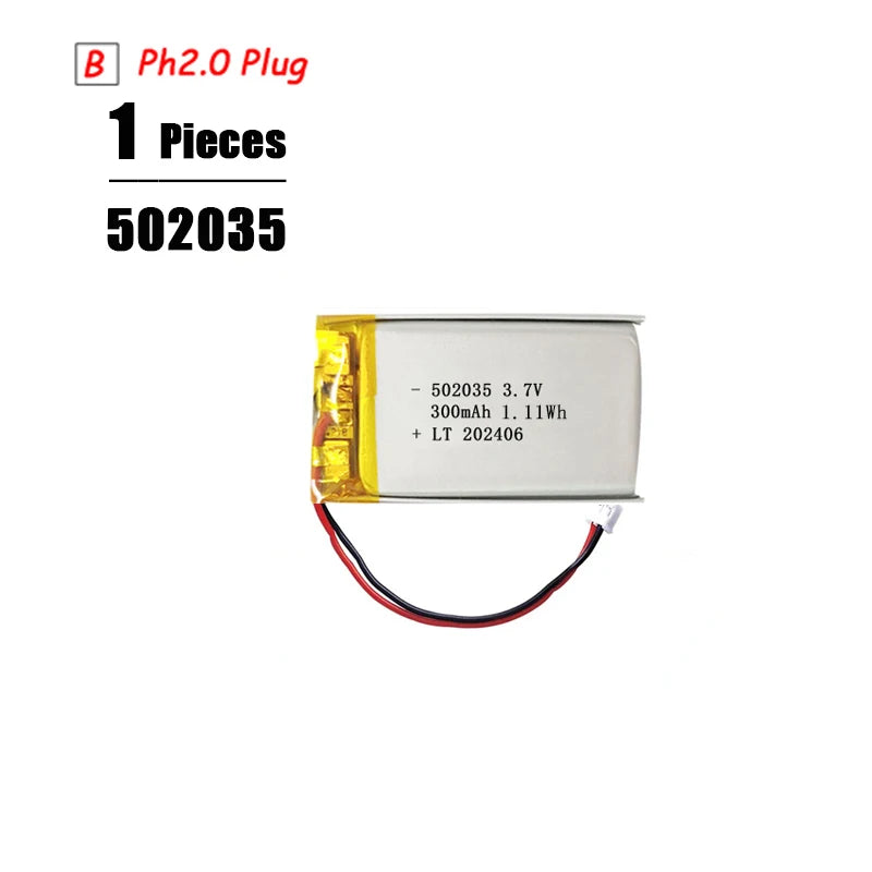3.7V Lipo Battery Ph2.0 Plug Rechargeable Lithium Battery 3.7V For PS4 Humidifiers GPS Navigation  Bluetooth Speaker MP3 MP4 