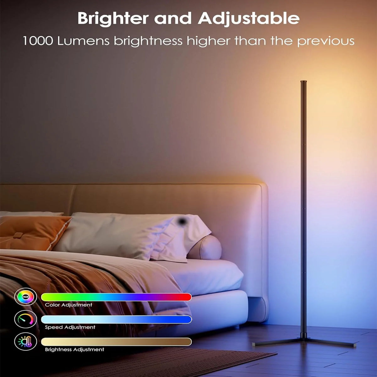 RGB-hjørnelampe, 40 cm eller 155 cm