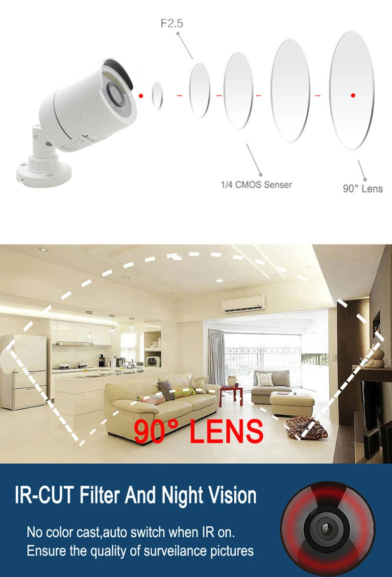 4K AHD Security Camera Outdoor Waterproof Night Vision Bullet Camera