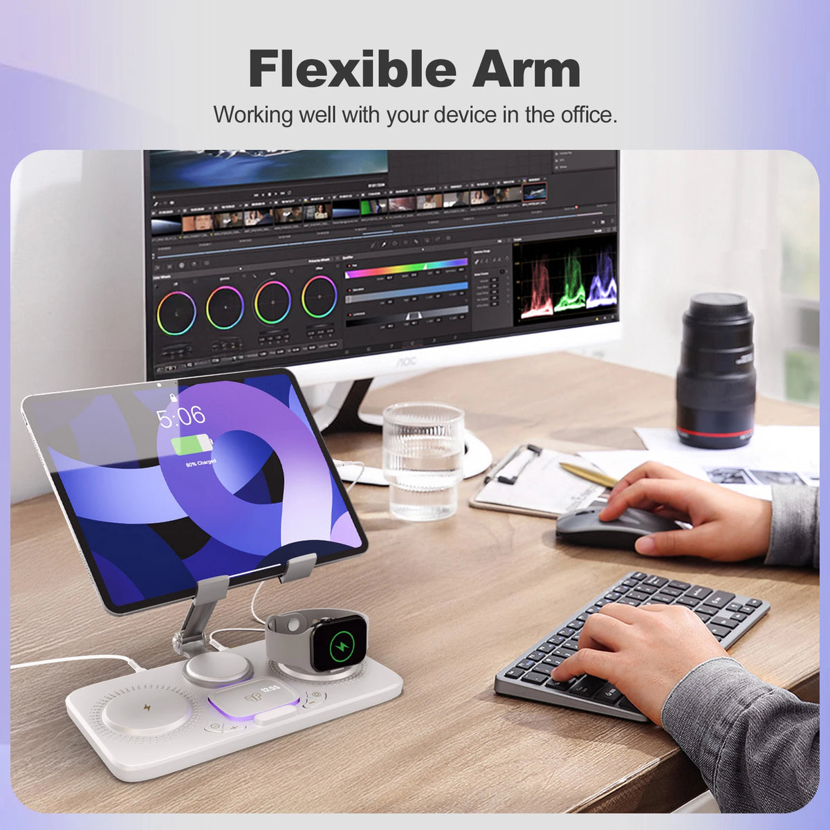 7-in-1 Wireless Charger Stand Pad, 15W Fast Charging