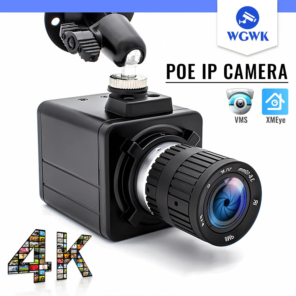 WGWK 4K MINI IP Kamera 3/4/5/8MP Manuální Zoom POE48V CS Objektiv Kovová Krabička Průmyslová Inspekce Bezpečnostní Webkamera Video Dohled
