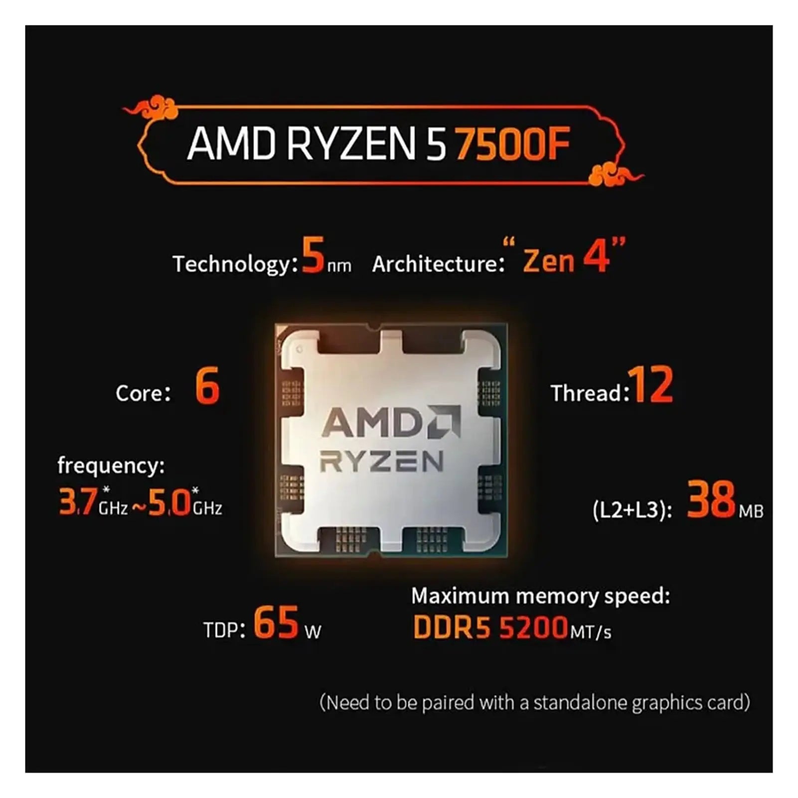 AMD Ryzen 5 7500F asztali processzor