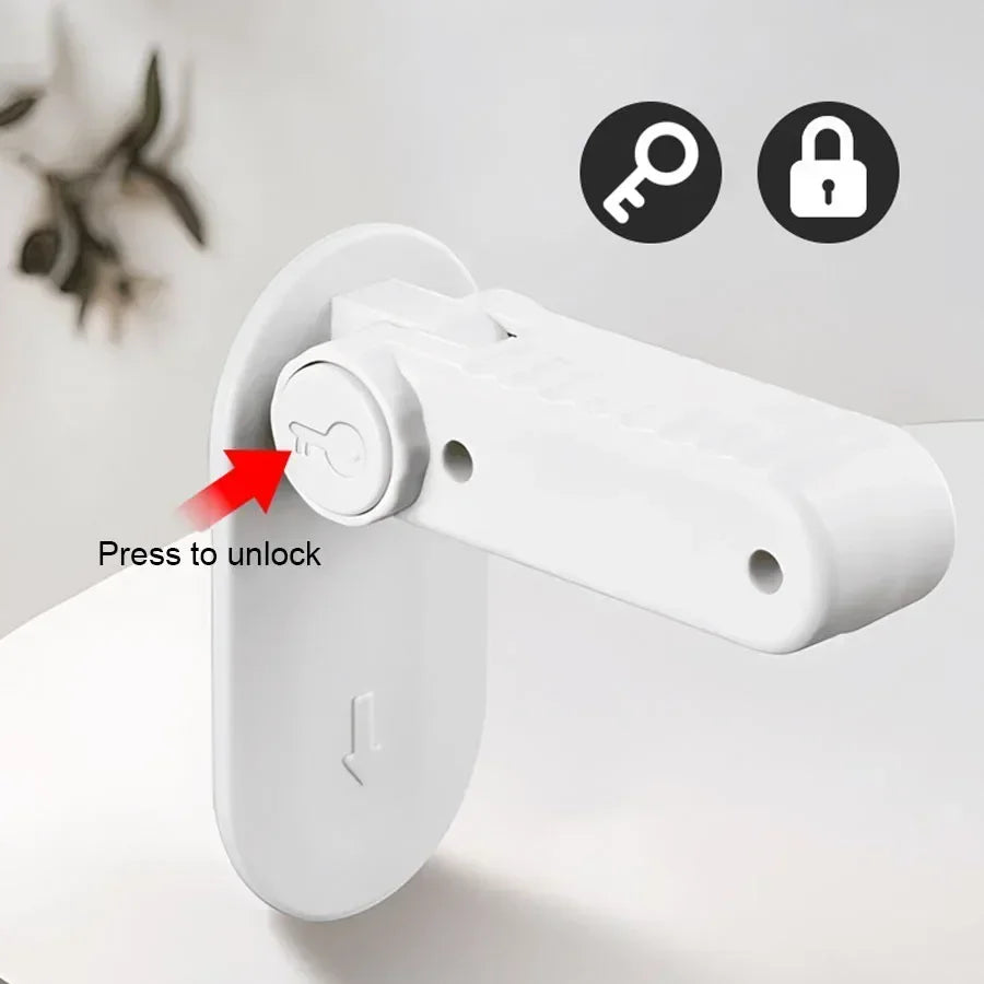 Door Lever Lock Universal Child Proof Handle Locks Baby Safety Locks Punch-free Multifunction Hidden Button Buckle Safety Lock