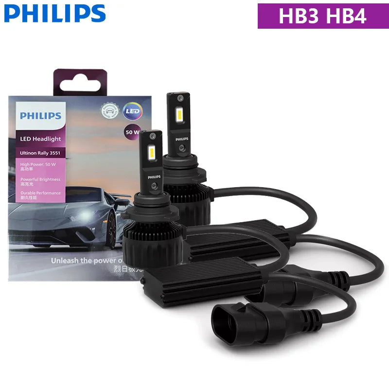 Philips Ultinon Rally 3551 H7 H4 H11 HB3 HB4 HIR2 LED Headlight 100W 9000LM High Power Super Bright Car Light 6500K White Lamps