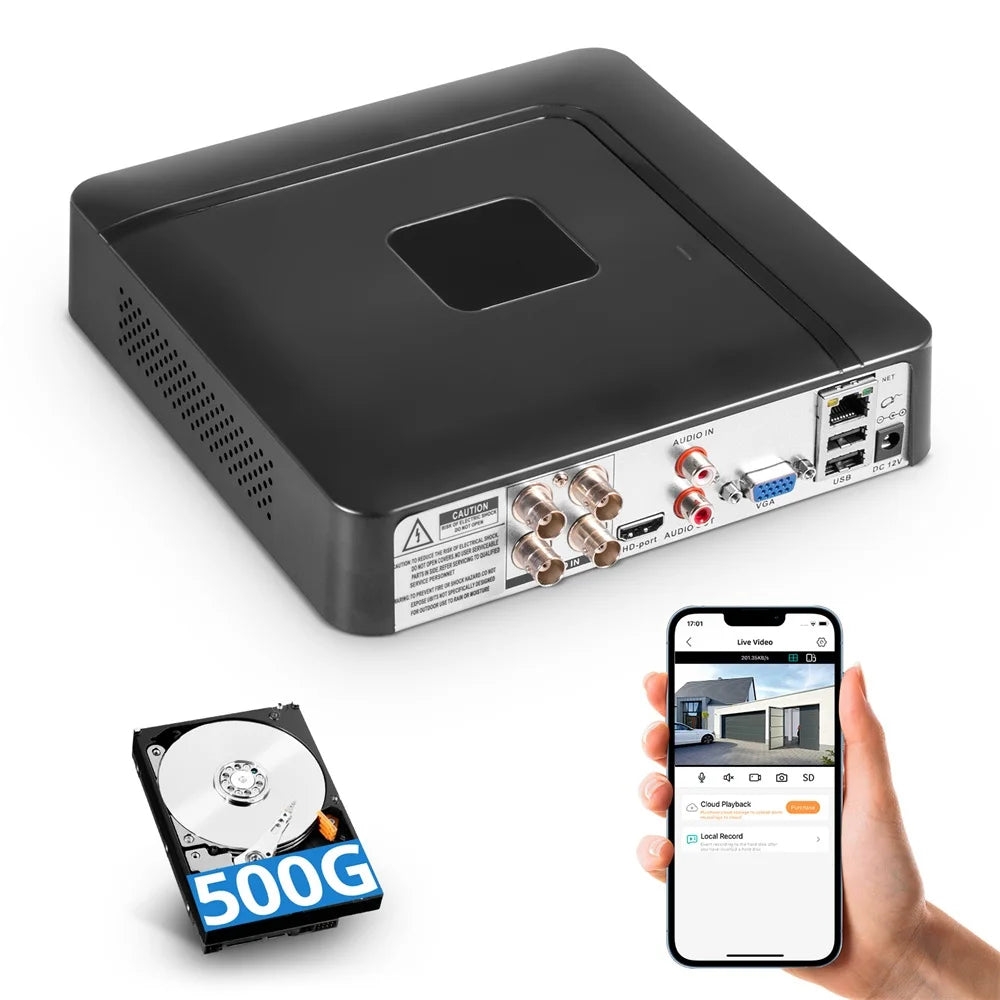 KERUI 4CH 5MP DVR Recorder with H.265 and 500G HDD
