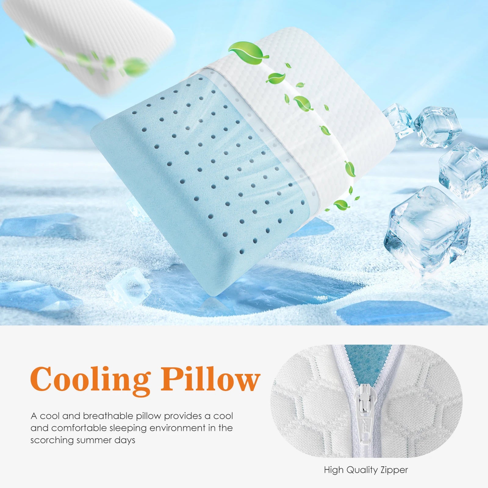 Memory Foam Neck Pillows Set of 2 with Cooling Ventilated Design