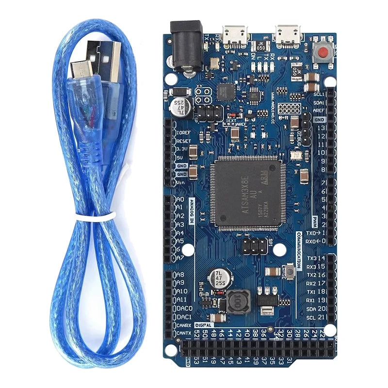 Doska Due R3 / DUE R3 s mikrokontrolérmi ATMEGA16U2 a ATSAM3X8E ARM, hlavná riadiaca doska s USB káblom pre Arduino