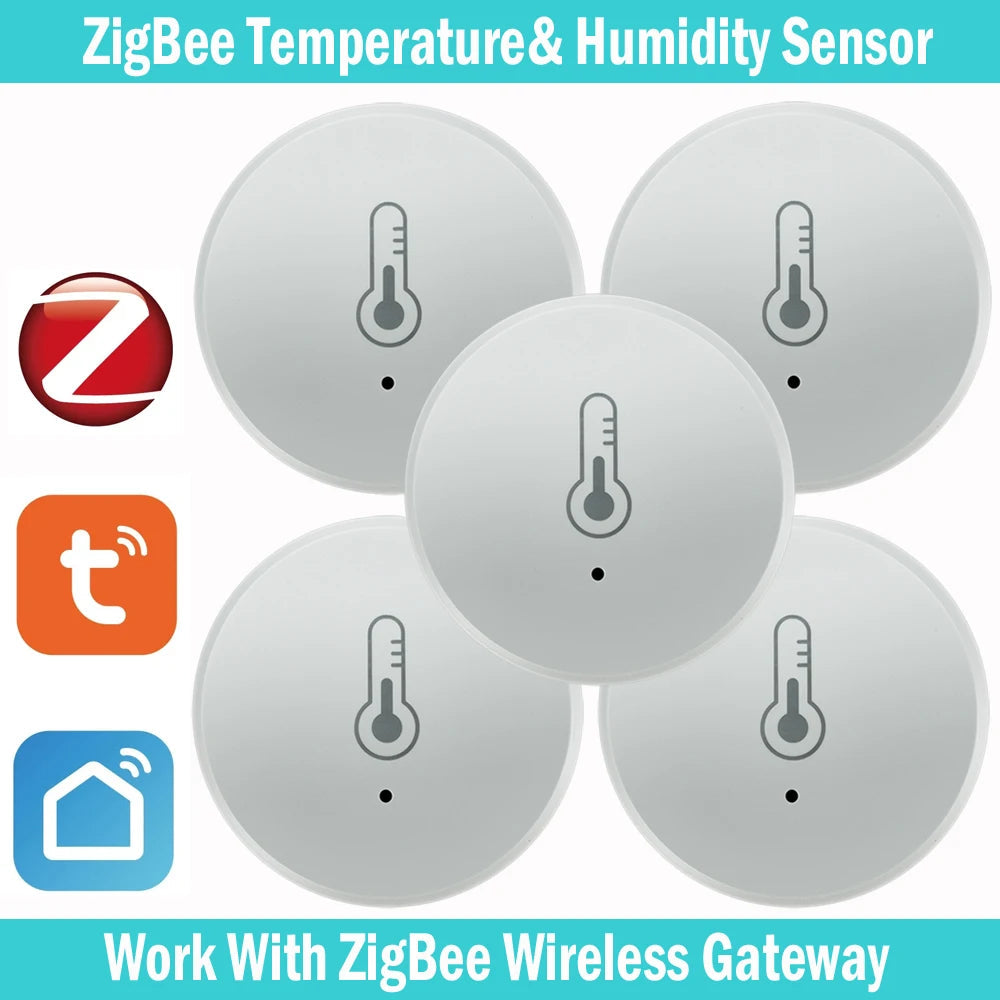 Tuya Zigbee Temperature And Humidity Sensor Voice Control Intelligent Home Hygrometer Real-time Monitoring Voice Alexa 