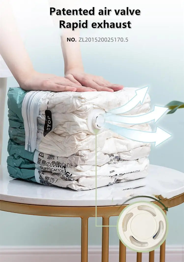 No Need Pump Vacuum Bags Large Plastic Storage Bags for Storing Clothes blankets Compression Empty Bag Covers Travel Accessories 