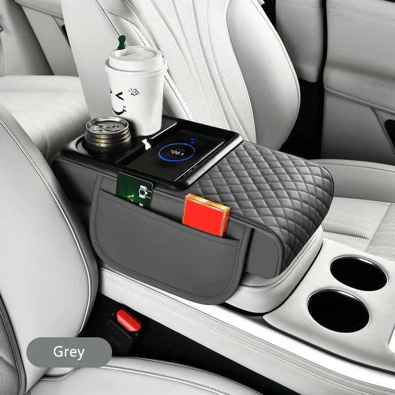 SEAMETAL 15W Wireless Charging Arm Rest Cushion for Car 7.5cm Thicken Center Console Extension Cushion Universal Elbow Support