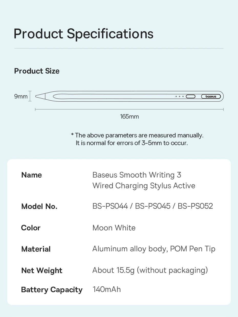 Baseus Neigungsempfindlicher Stylus für iPad mit kabelgebundener Aufladung