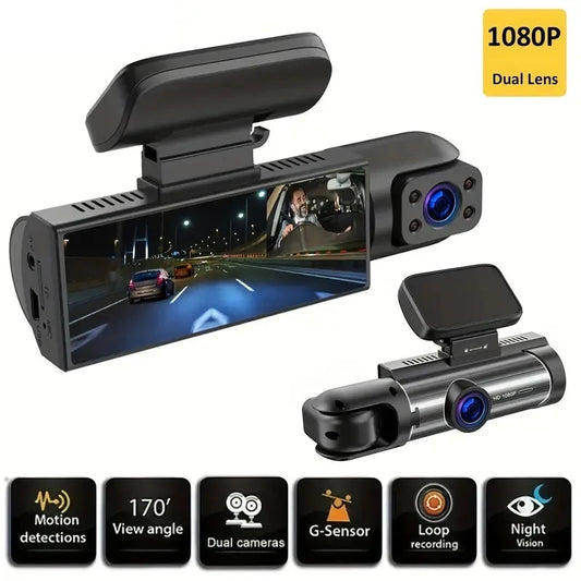 Dash Camera Front And Inside,3.16inchdash Cam 1080P G Sensor HD Night Vision Loop Recording Wide Angle Car DVR Spy-shop.com
