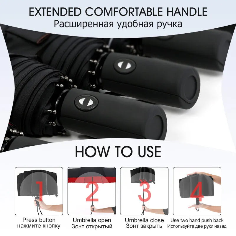 Windproof Double Layer Fully Automatic Resistant Umbrella 