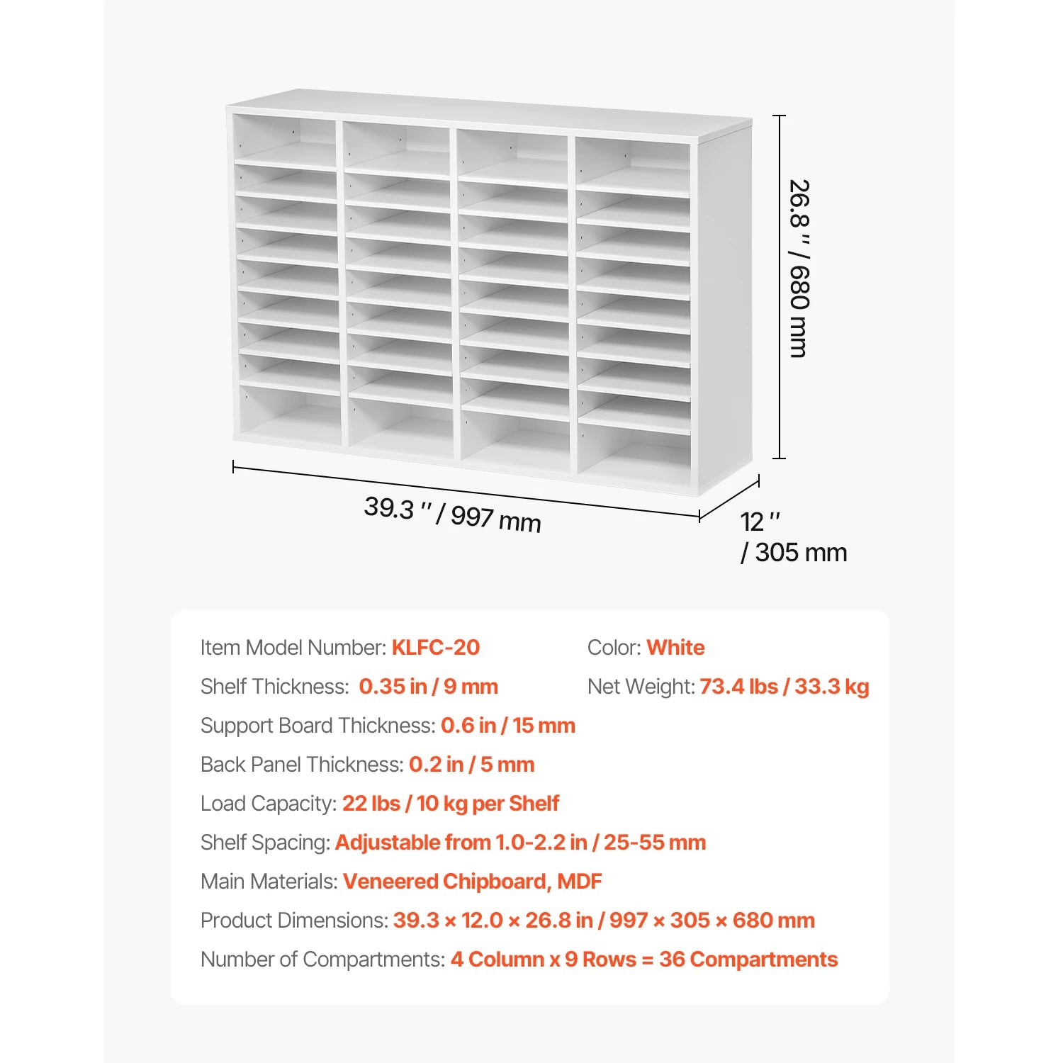 Wood Literature Organizer Mail Sorter for Office, Home, Classroom